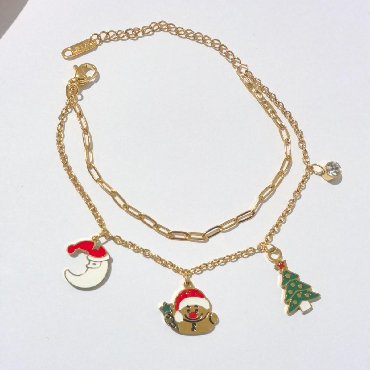 cross-border hot sale christmas bracelet affordable luxury fashion wind santa claus gingerbread man pendant double layer stainless steel jewelry full figure