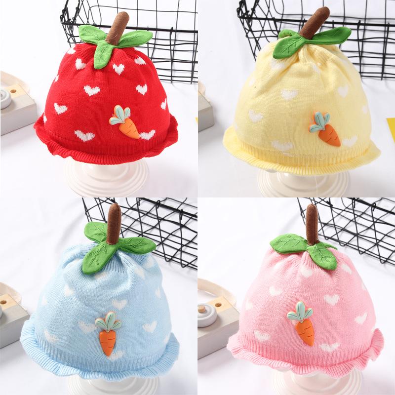 baby girl 0-6-12 months old 1 year old trendy baby hat autumn and winter baby girl princess korean style knitted woolen cap