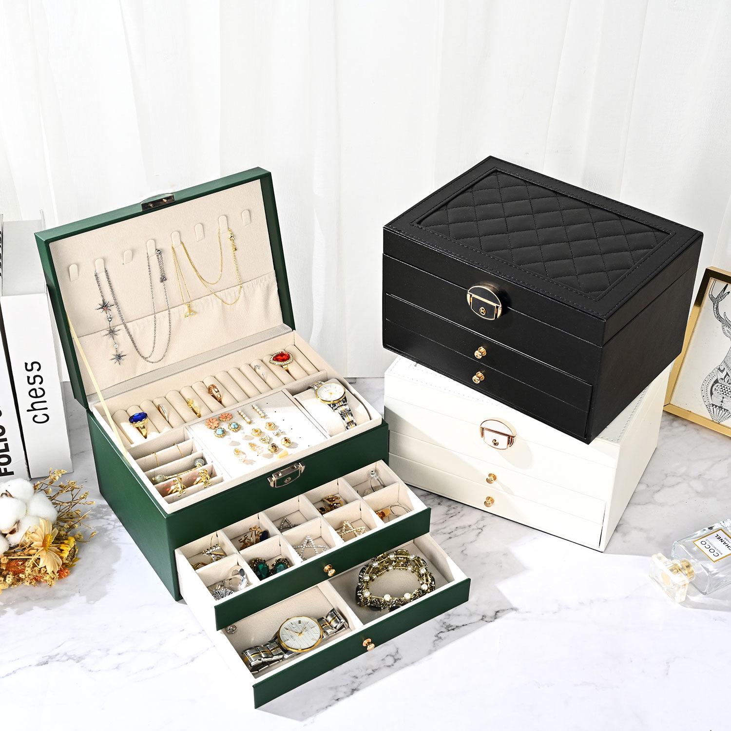 advanced jewellery box household multi-layer drawer type anti-oxidation large capacity earrings earring jewelry storage box