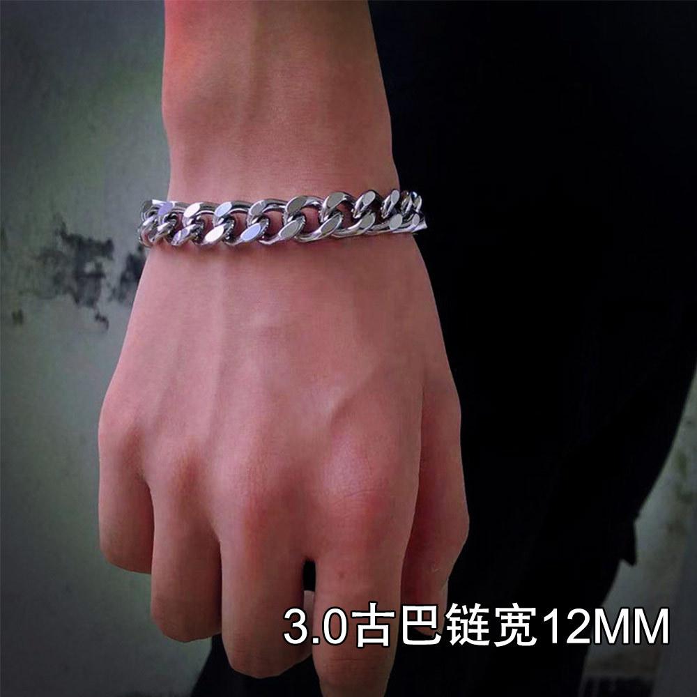 cross-border hot selling ins men's hip hop titanium steel men's couple bracelet stainless steel jewelry trendy men's and women's colorfast matching details Picture