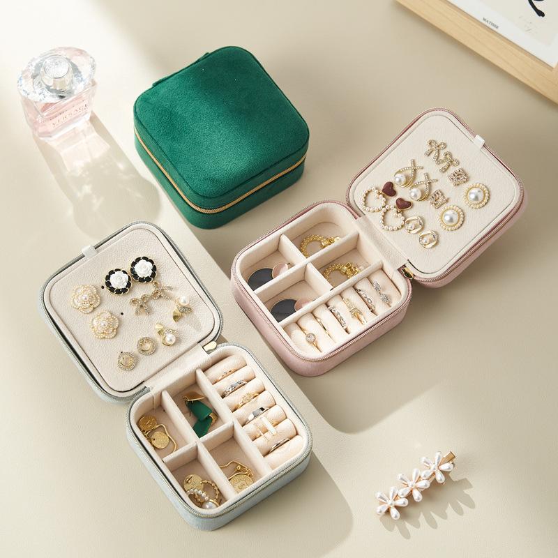 cross-border flannelette jewellery box travel portable jewelry storage box earrings earrings necklace ornament storage box