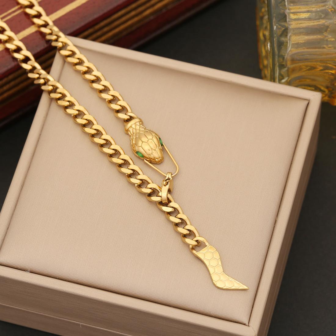 Cross-Border New Arrival Ornament Snake Necklace Personality Stainless Steel Jewelry Set Ins Temperament Trendy Necklace N1175 Item Picture