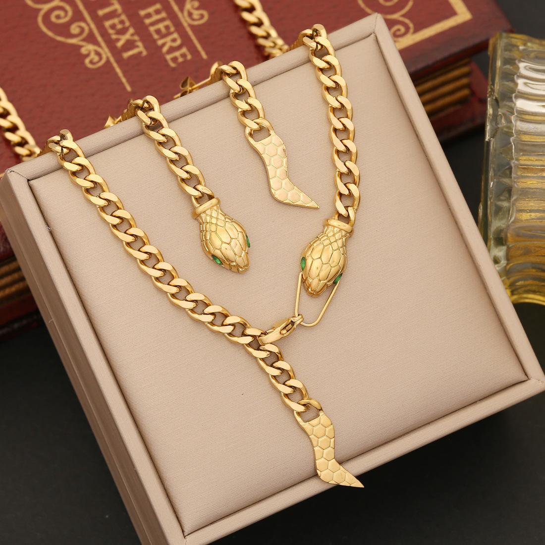 Cross-Border New Arrival Ornament Snake Necklace Personality Stainless Steel Jewelry Set Ins Temperament Trendy Necklace N1175 full figure