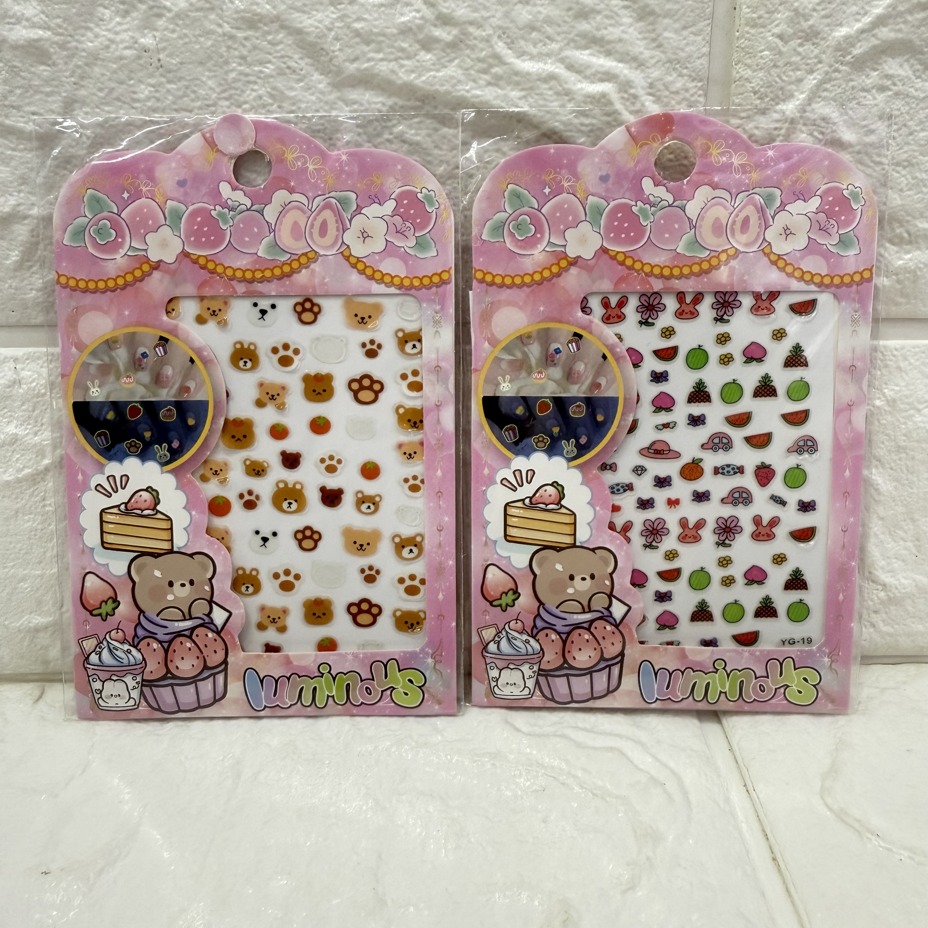 卡通夜光指甲贴 卡通水果可爱浮雕夜光指甲贴 立体指甲贴