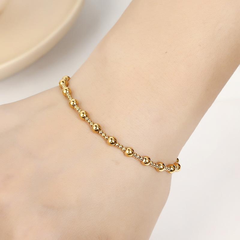 supply amz metal stainless steel jewelry women's bracelet cssic mini high quality waterproof 18k gold estic bracelet Specification drawing