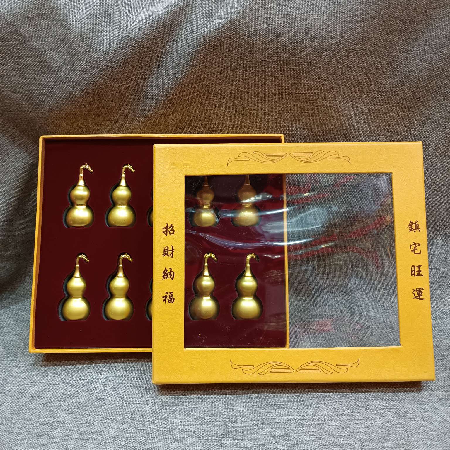 Zhonggong Craft Gourd Ornament Gift Box, a gift for good fortune, happiness and health, a three-dimensional carved dragon head gourd, a shiny gourd, a travel souvenir, a birthday gift, 2025 new style gifts, home decorations, bedside ornaments, golden gourds details Picture