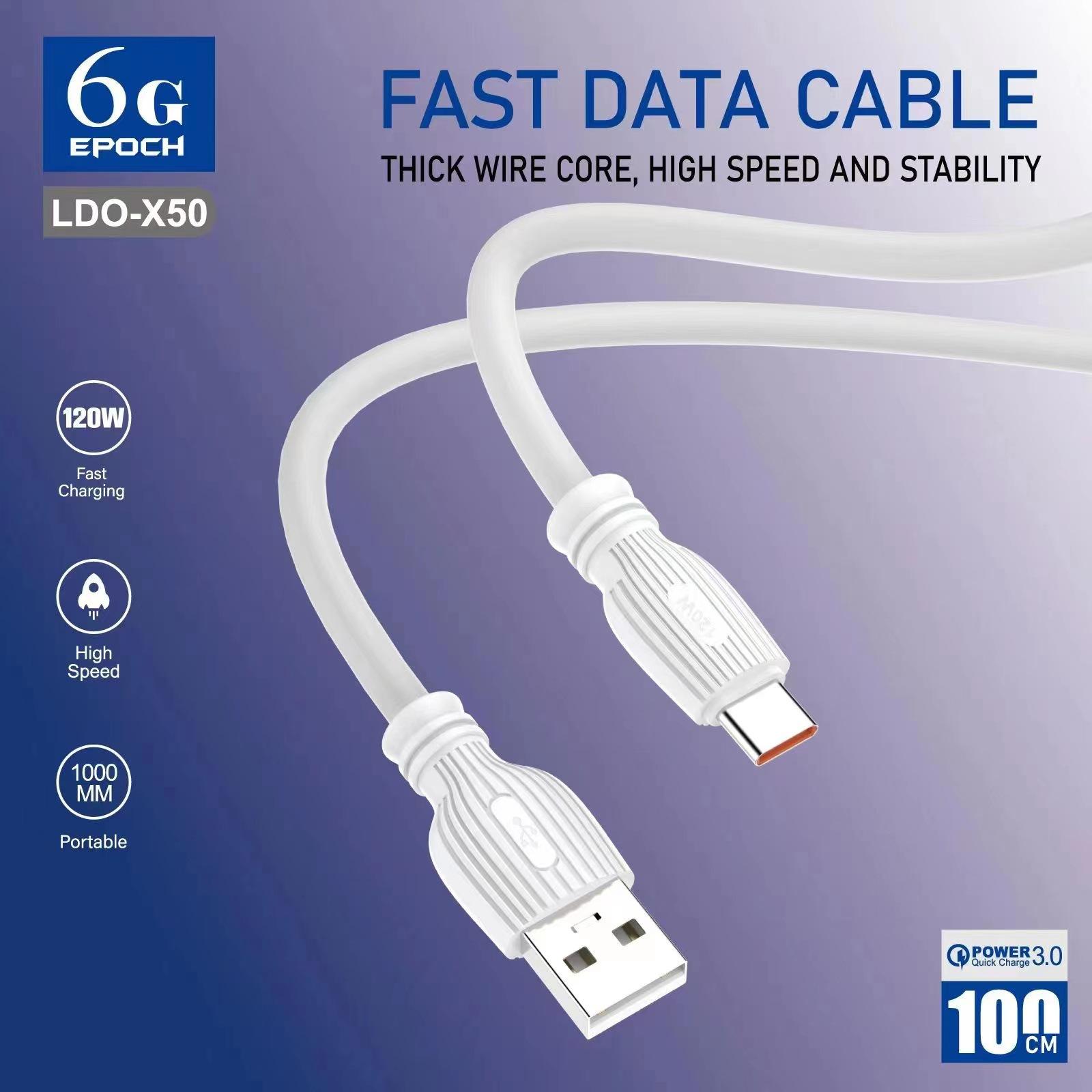 LDO-X50 New PVC Fast Charge Data Cable Support I5 Android TC Smartphone Qc3.0 Delivery Supported