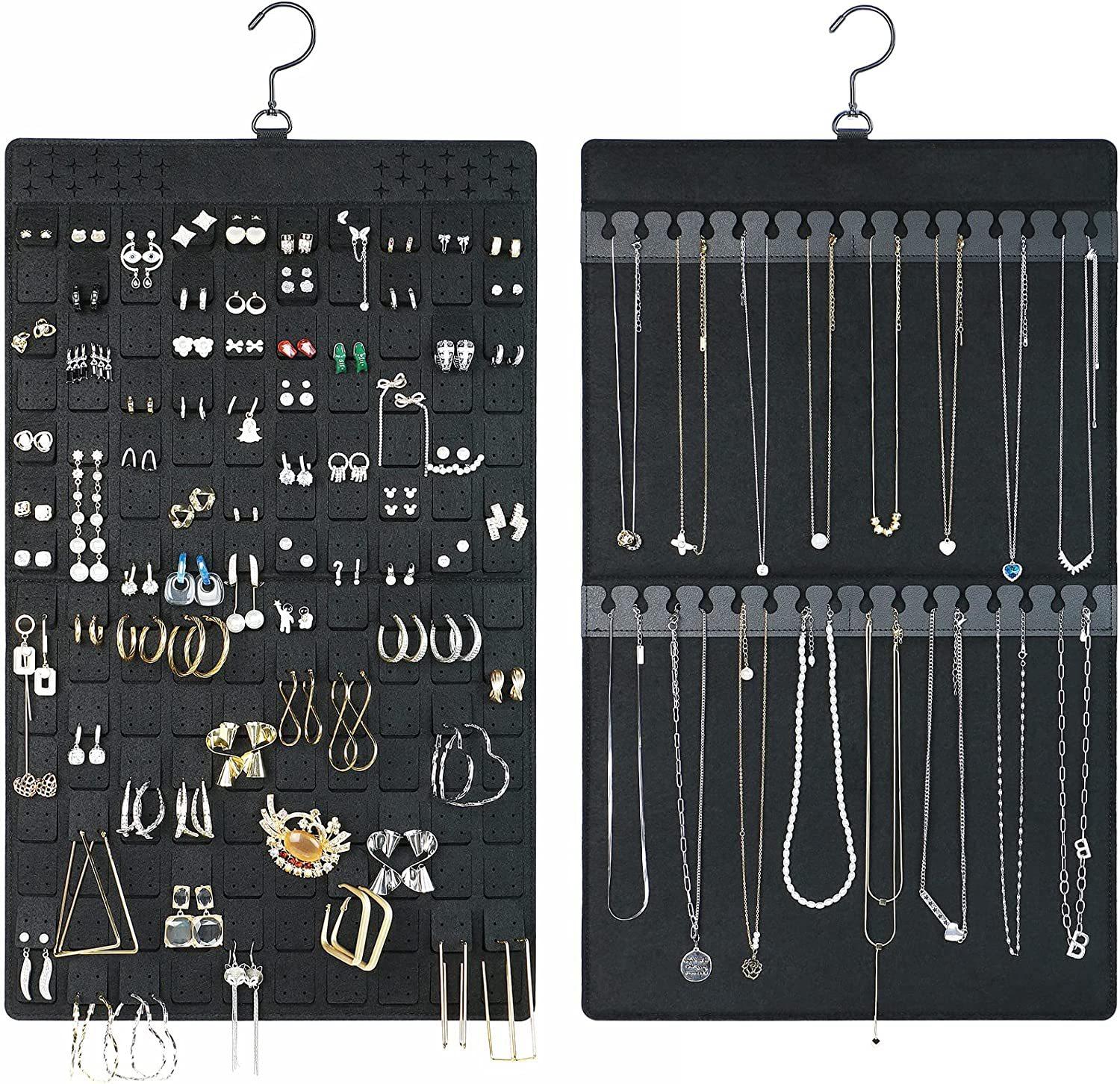 Upgraded Felt Earring Storage Hanging Bag Brush Surface Ornament Jewellery Pouch Hanging Bag Wall Hanging Decoration Type Necklace Ring Buggy Bag
