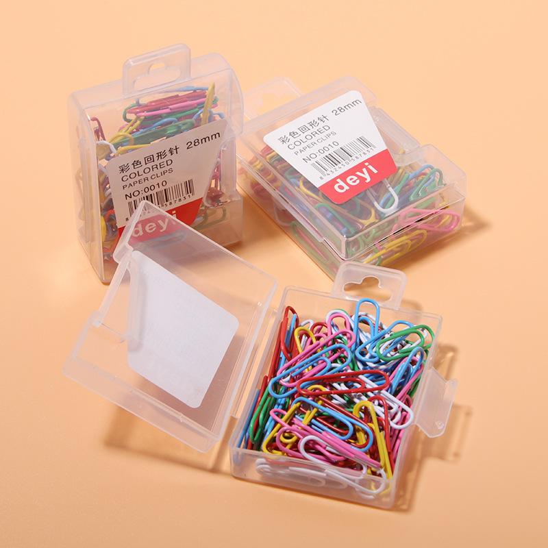 office supplies clip color boxed metal plastic coated paper clip 28mm stationery
