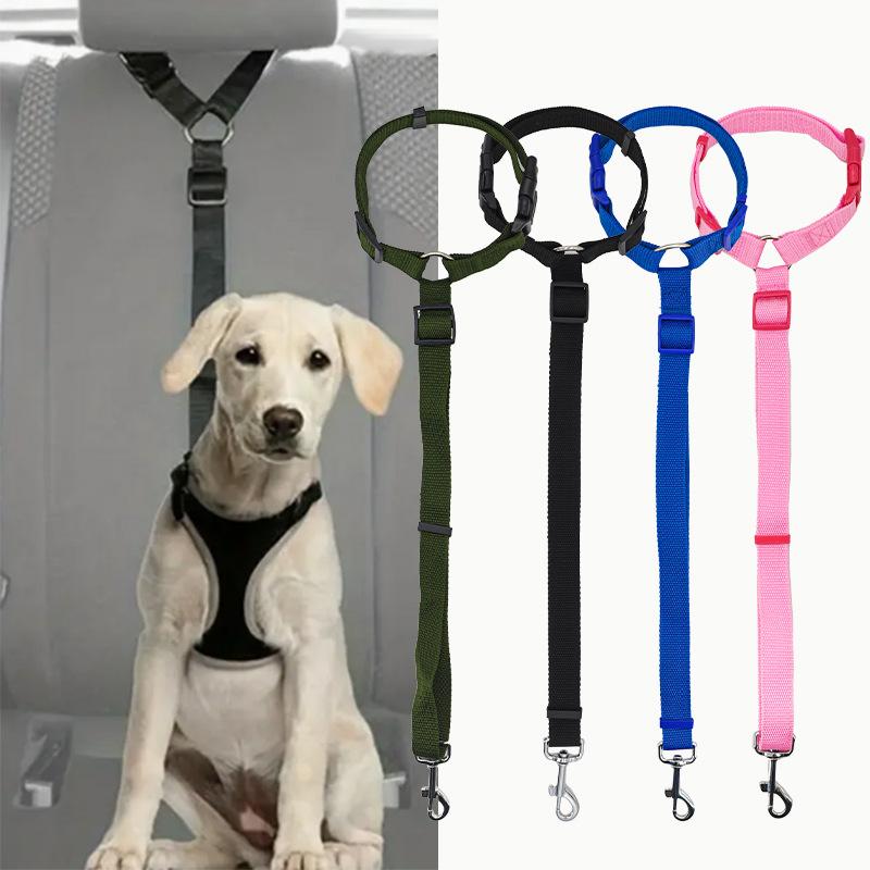 Cross-Border Hot Car Safety Belt for Pet Dog Outing Traction Belt Car Safety Buckle Anti-Lost Dog Collar Wholesale