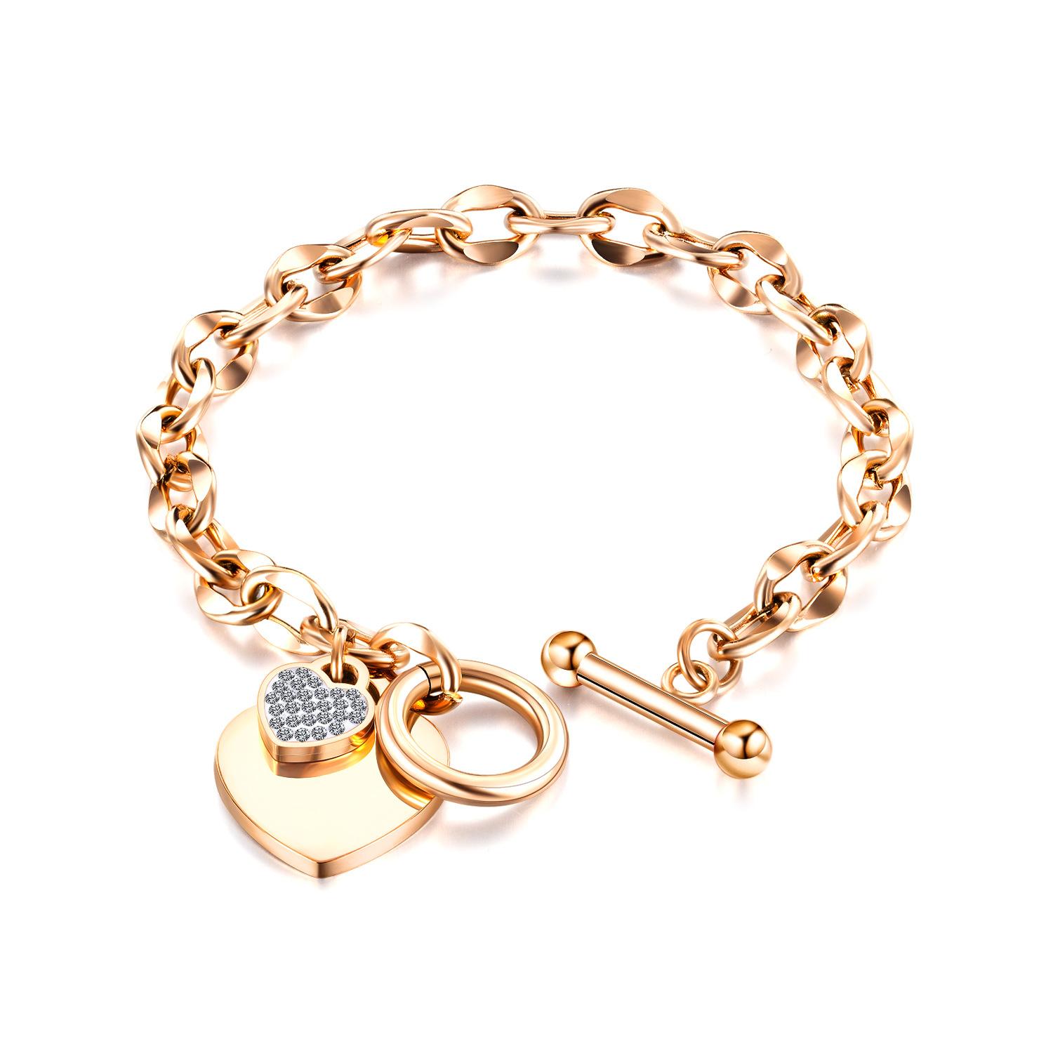 opk ornament wholesale european and american fashion ins love stainless steel jewelry personality ot buckle high-grade titanium steel bracelet for women full figure