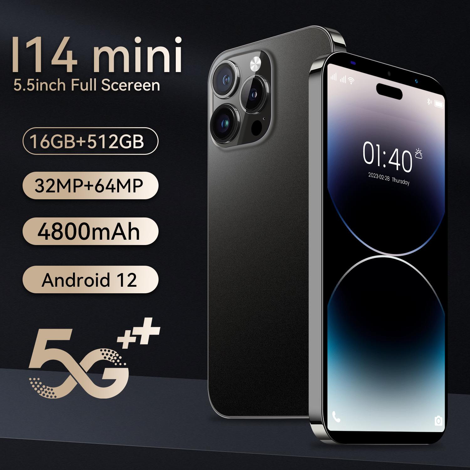 new cross-border mobile phone i14 mini smart island 5.5-inch android smartphone 1+8g factory in stock generation