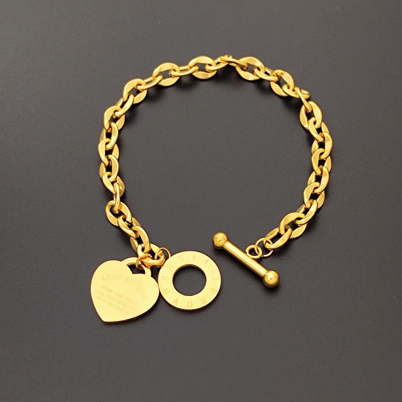 Europe and America Cross Border Hot Sale Love Stainless Steel Jewelry Personality All-Match Jewelry Ot Buckle Popular Titanium Steel Bracelet full figure