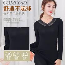one piece dropshipping v-neck embroidery lace body shaping underwear autumn suit women's thermal underwear set