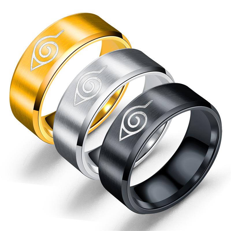 japanese and korean jewelry anime peripheral naruto ring stainless steel jewelry titanium steel jewelry men's ring lettering