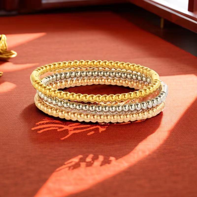 Titanium Steel Bracelet Female Summer Girl Niche High-Grade Electroplated Non-Fading Circle Bracelet Opening Stainless Steel Jewelry