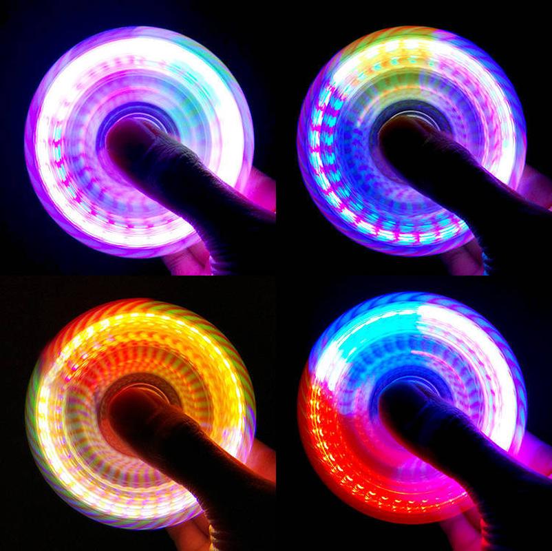 fingertip gyro square stall toy children decompression luminous band colorful light fluorescent edc rotating light stick