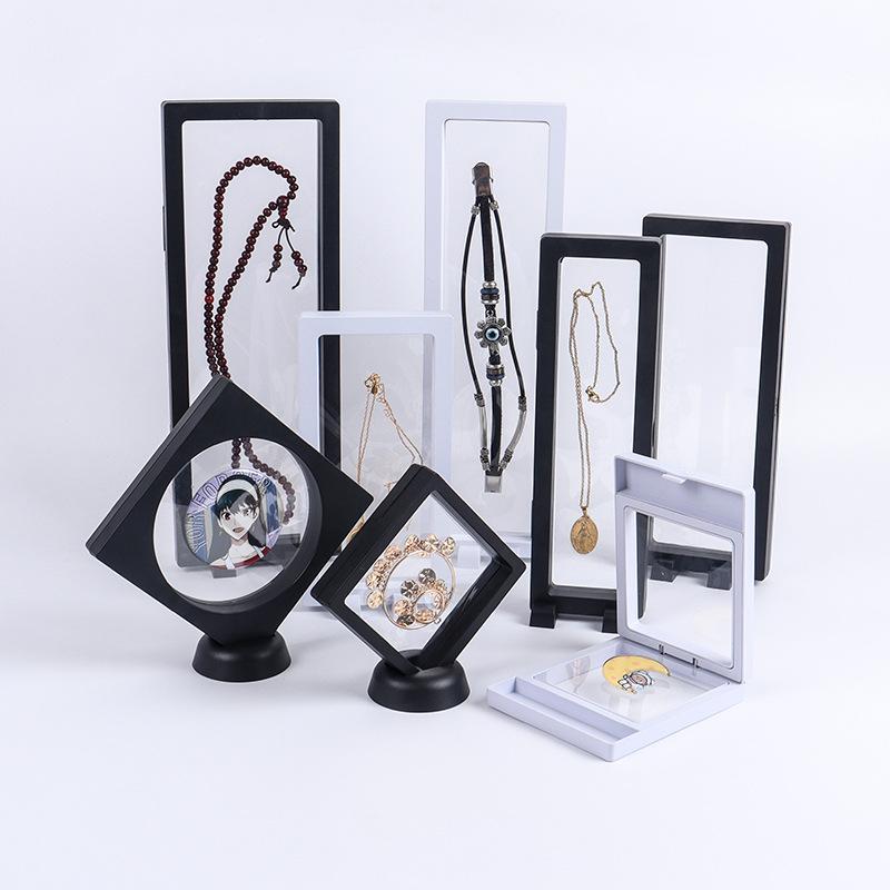 full model transparent jewelry suspension packaging box pe film ring accessories jewellery display packaging gift storage box