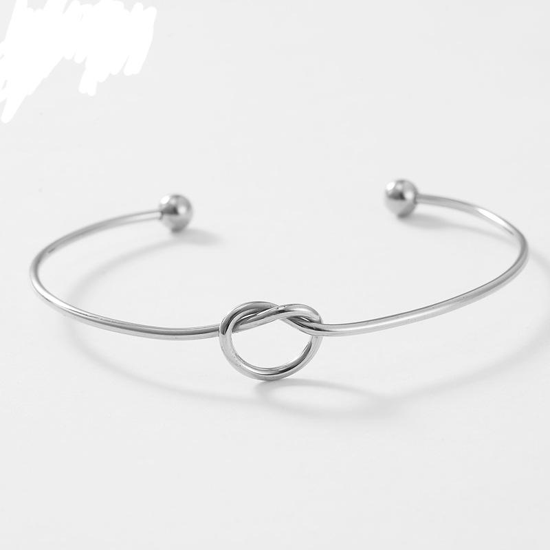 factory wholesale stainless steel jewelry steel wire knotted titanium steel bracelet love heart-shaped open-end bangle bracelet Item Picture