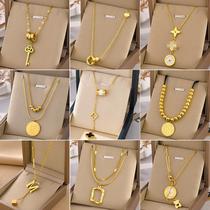 2023 hot titanium steel necklace women's non-fading ornament fashion personal influencer europe and america cross border accessories jewellery