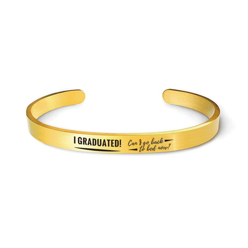 bracelet europe and america cross border stainless steel jewelry 2024 graduation season doctorial hat festival gift lettering titanium steel bracelet Application Scenario
