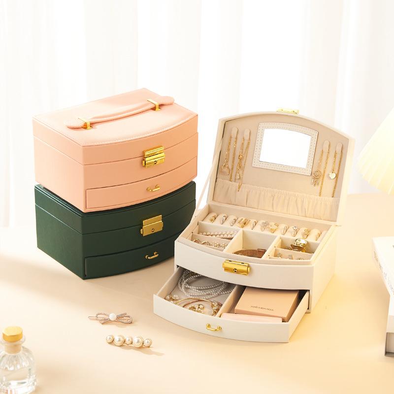 children's multi-layer hair accessories jewelry storage box drawer with lock jewellery box ring earring ornament storage box