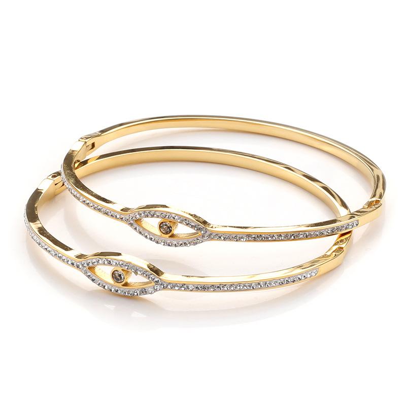 Summer European and American Devil's Eye Titanium Steel Bracelet Women's Diamond Opening Bracelet Simple Stainless Steel Jewelry Wholesale Bracelet Specification drawing