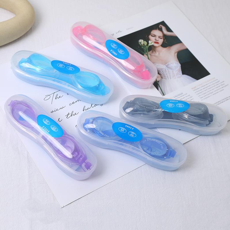 boxed summer children's hd waterproof swimming goggles integrated plain swimming pool swimming goggles pvc material with earplugs