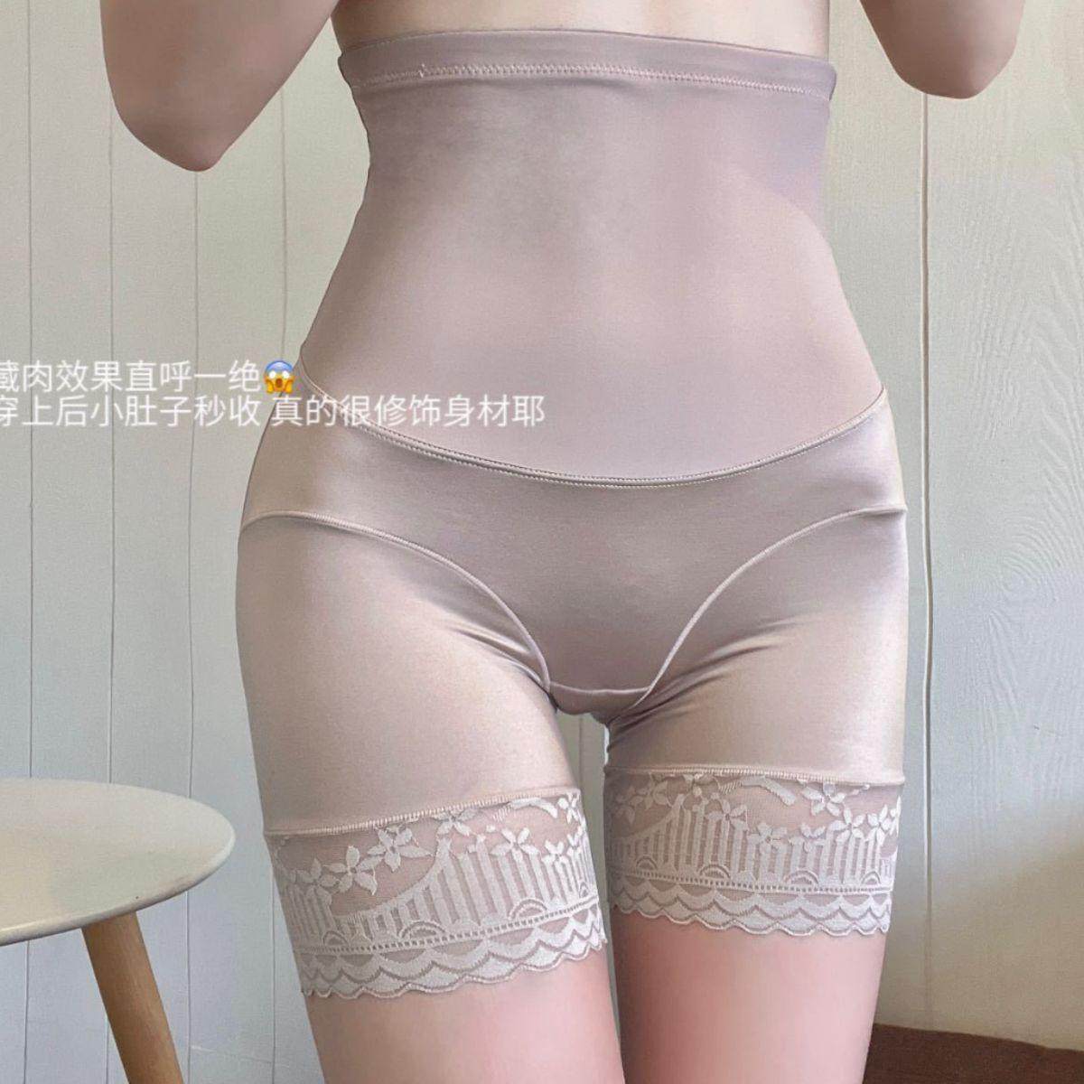 simple satin lace abdominal pants lady sexy high waist underwear comfortable butt-lift underwear anti-exposure shaping pants