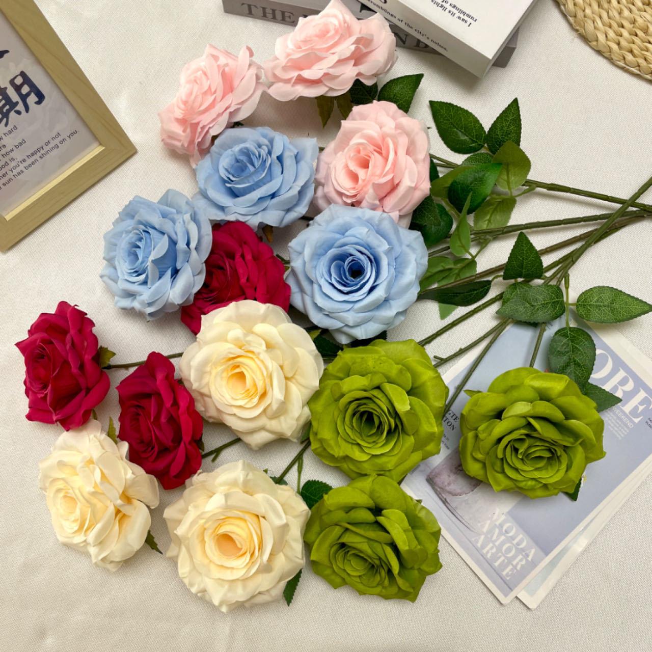 Artificial Flower And Artificial Plant 3-Head Curling Rose Diamond Rose Artificial Flower Wedding Flower Wedding Hall Layout Road Lead Flower Arrangement Fake Flower