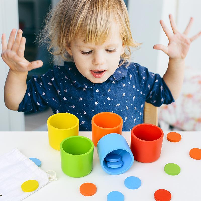 color classification cup kindergarten montessori early education desktop game baby color cognitive puzzle wooden toys wholesale