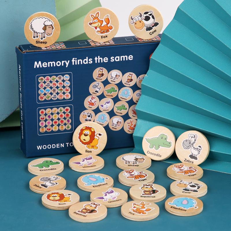 new find the same game early childhood educational cartoon thinking pattern memory chess concentration training wooden toys