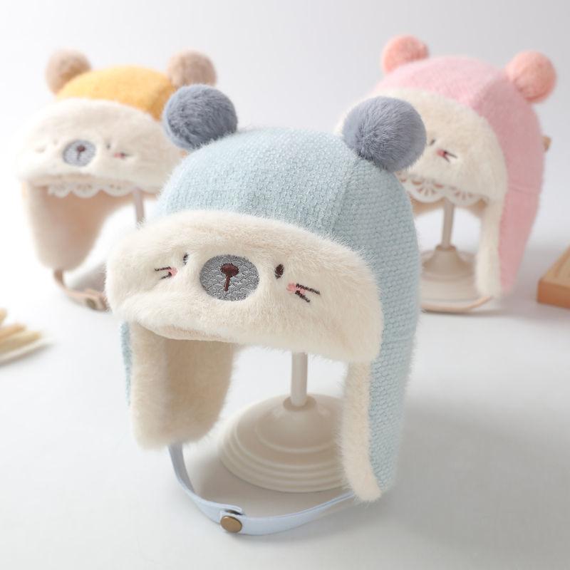 baby hat autumn and winter cute infant boys and girls baby fleece-lined earflaps lei feng hat children winter bay hat