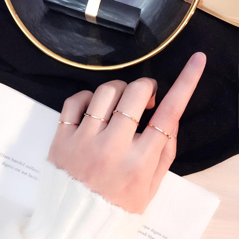european and american cross-border hot couple ultra-fine glossy titanium steel women's ring simple food tail ring ring stainless steel jewelry Application Scenario