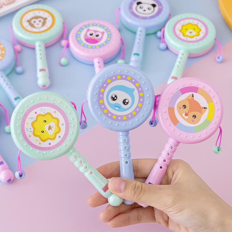 candy rattle drum children's cartoon rattle drum infant handbell swinging drum whistle rattle drum stall toys