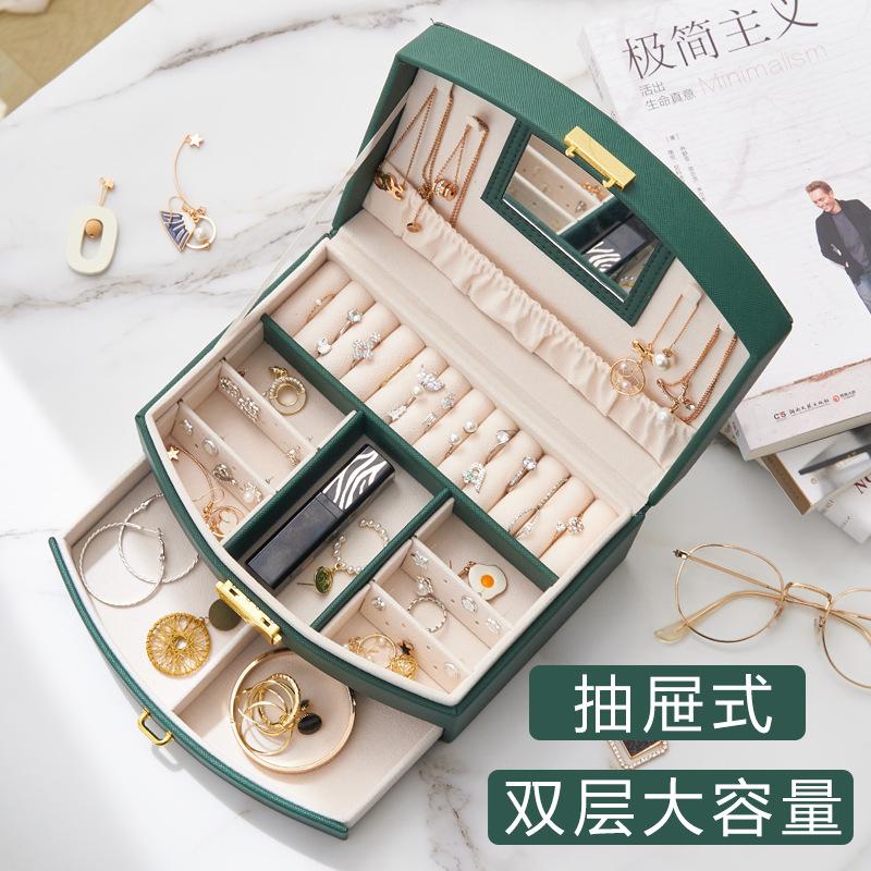 children's double-layer hair jewelry storage box drawer jewellery box earrings ring ornament storage box gift