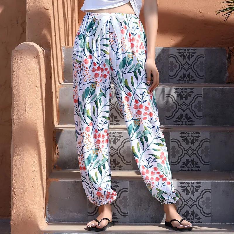 Cotton Bloomers Women's Pajama Bottoms plus Size Summer Adult Anti Mosquito Pants Beach Pants Casual Loose-Fit Tappered Trousers Outerwear Women