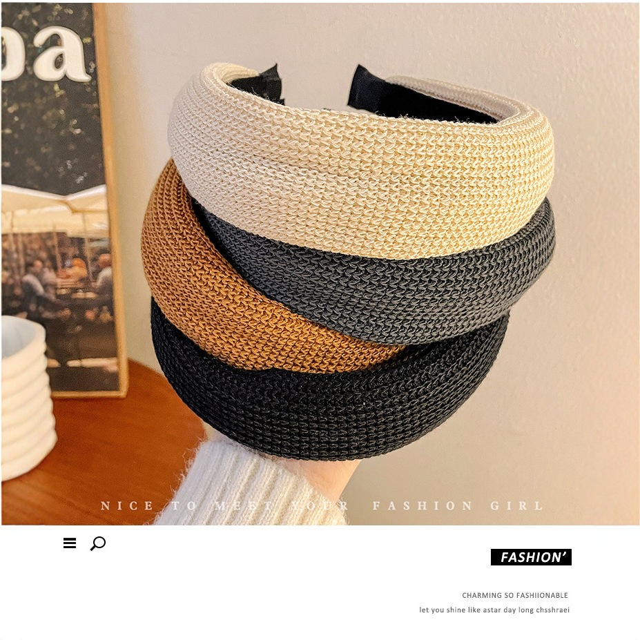 赵丽颖同款纯色针织宽边发箍女复古洗脸压发头箍外出