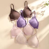 Seamless Jelly Sti Top Support Sexy Front Button Underwear European and American plus Size Thin Ba Shaping Breathable Underwired Women's Bra