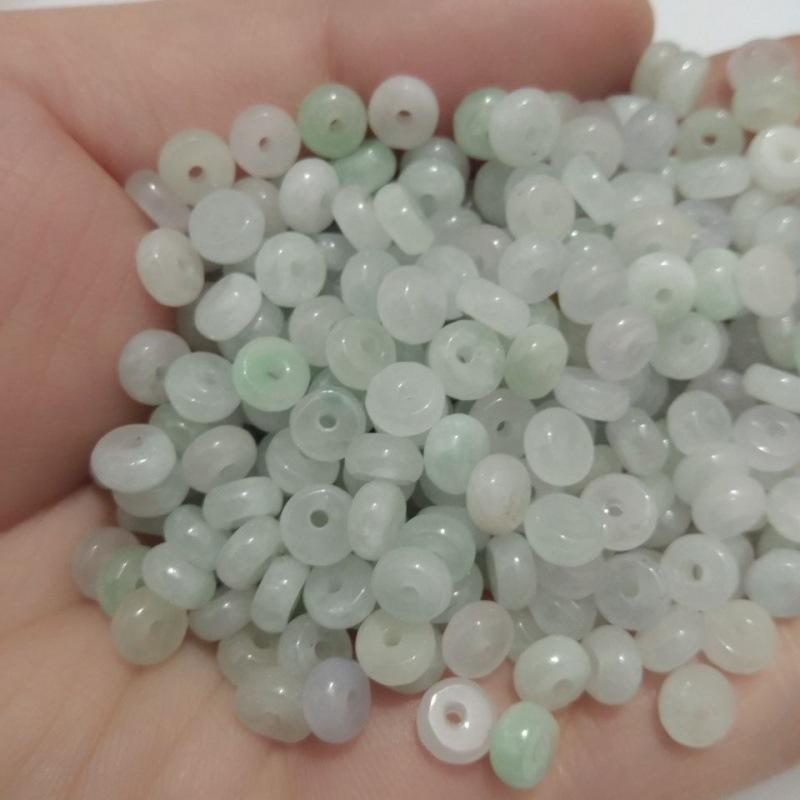 spacer beads 10 pieces ice-like jade abacus beads bashan green grade a white beads 6mm small safety buckle spacer scattered beads