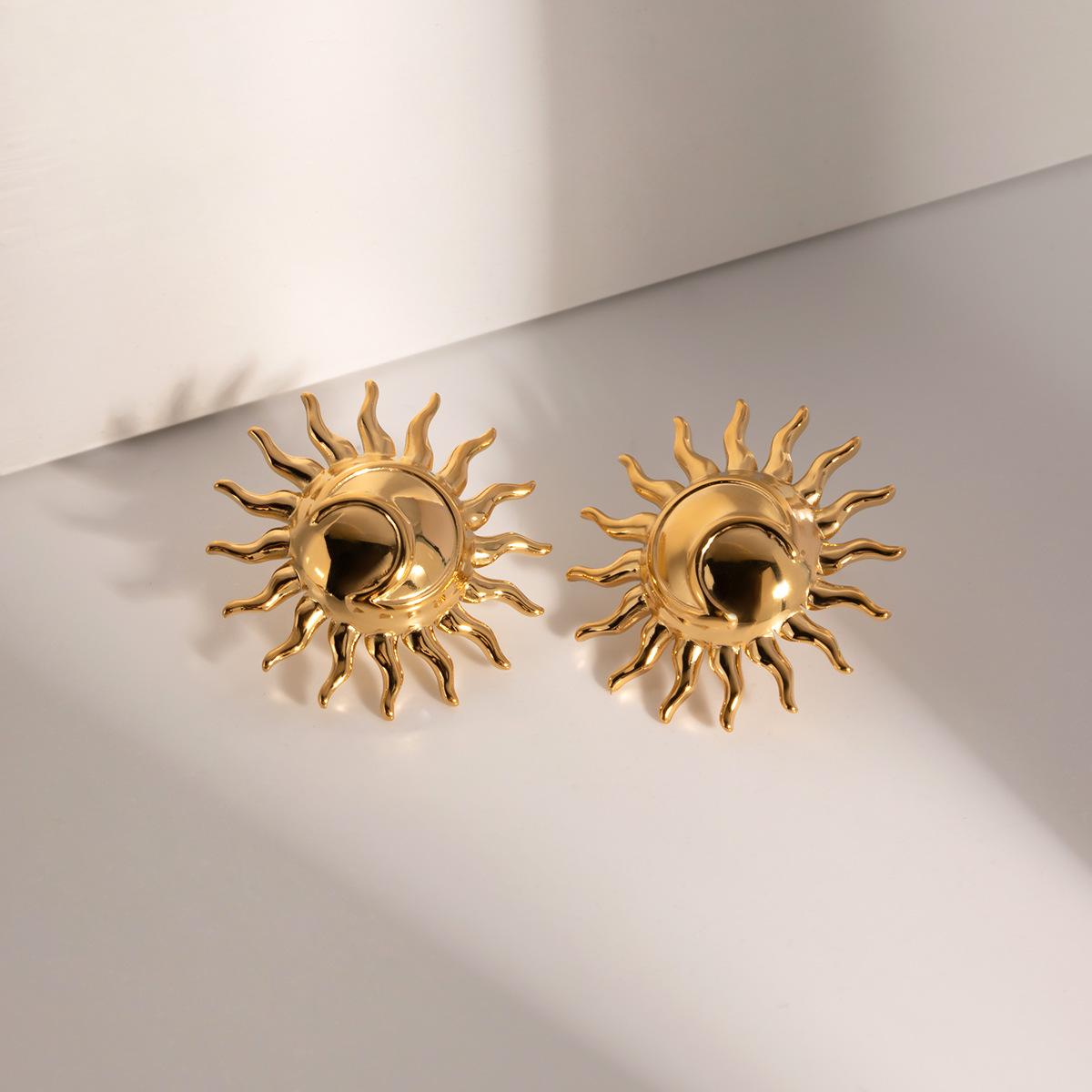 ins new 18k gold stainless steel eight awn star ear clip earrings stainless steel jewelry fashion personality gift for ladies details Picture
