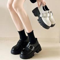 french loafers women's 2024 spring new platform thick bottom shoes british style belt buckle mary jane leather shoes