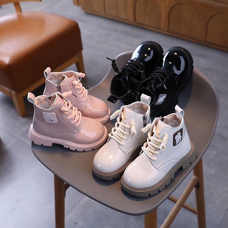 2024 autumn fashion children children's shoes girls' pink martin boots all-match children short boots kids' leather boots fashion