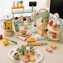 children's simulation dessert shop ice cream ice cream tea set selling shop boys and girls play house wooden toys