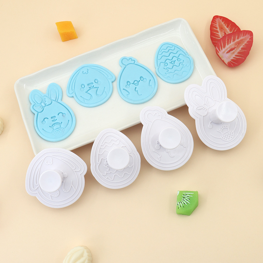 复活节按压式弹簧模仿真饼干模具蛋糕装饰烘焙用品3D立体压模