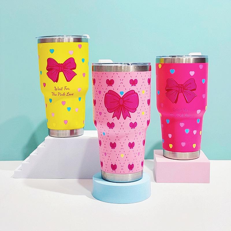 30oz Tumbler with Lid, Stainless Steel Vacuum Insulated Water Coffee Tumbler, Double Wall Powder Coated Travel Mug Thermal Cup for Home Outdoor