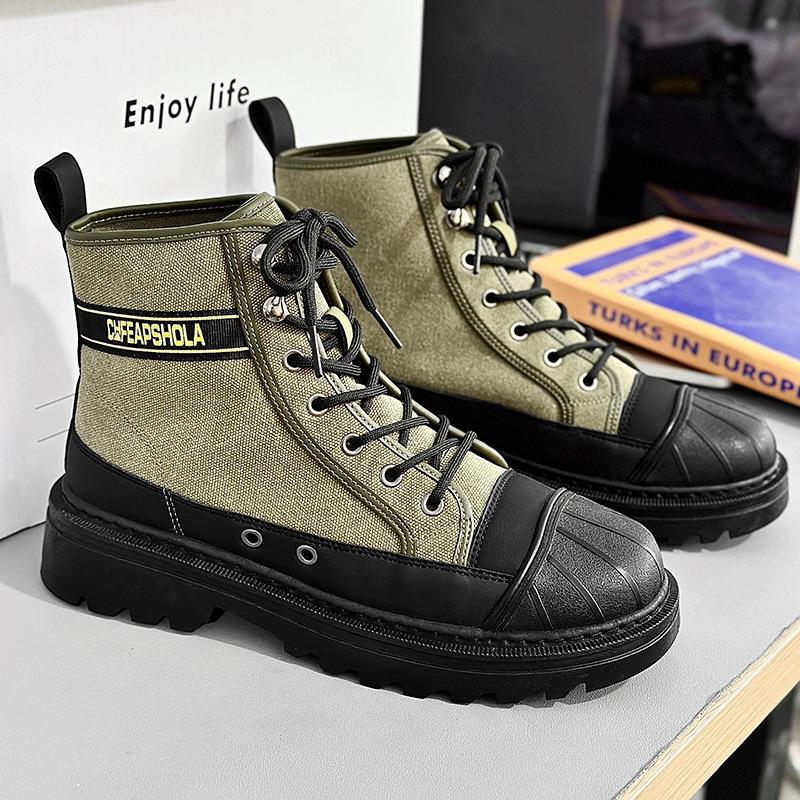 autumn new men's dr. martens boots high-top lace-up vintage work boots fashion casual thick heel canvas boots wholesale