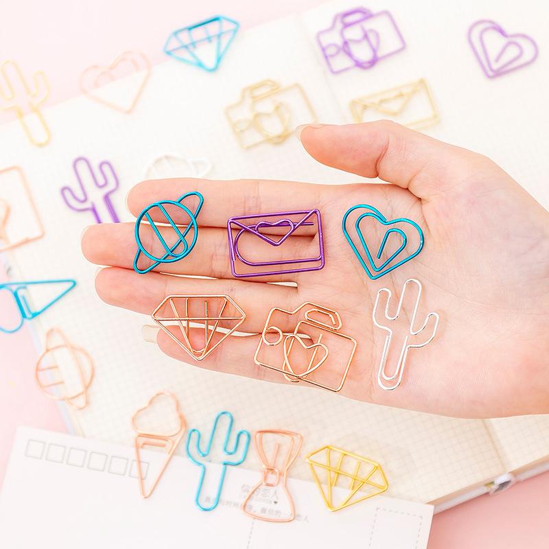 creative hollow clip golden set cute bookmarks clip color paper clip office supplies 10 pack