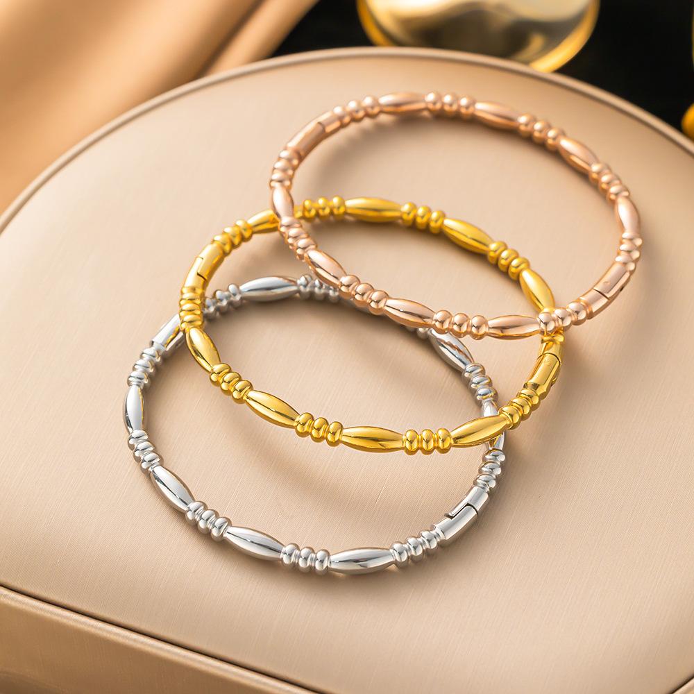 European and American Bracelet Jewelry for Girls Niche High-Grade Non-Fading Ins Style Bamboo Bracelet Stainless Steel Jewelry Wholesale
