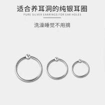 sterling silver single ring earrings s999 simple sterling silver earrings circle ear cuff new retro small ear ring sterling silver accessories jewellery